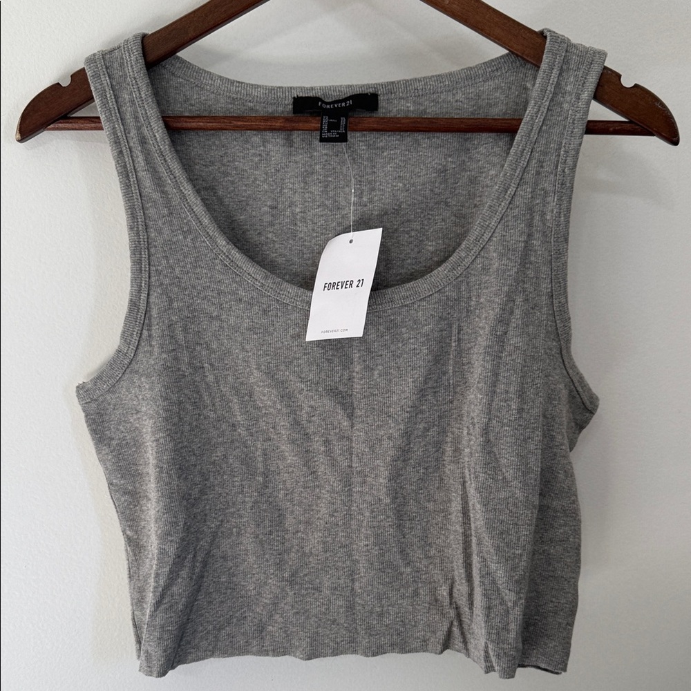Forever 21 Heather Gray Cropped Tank Top